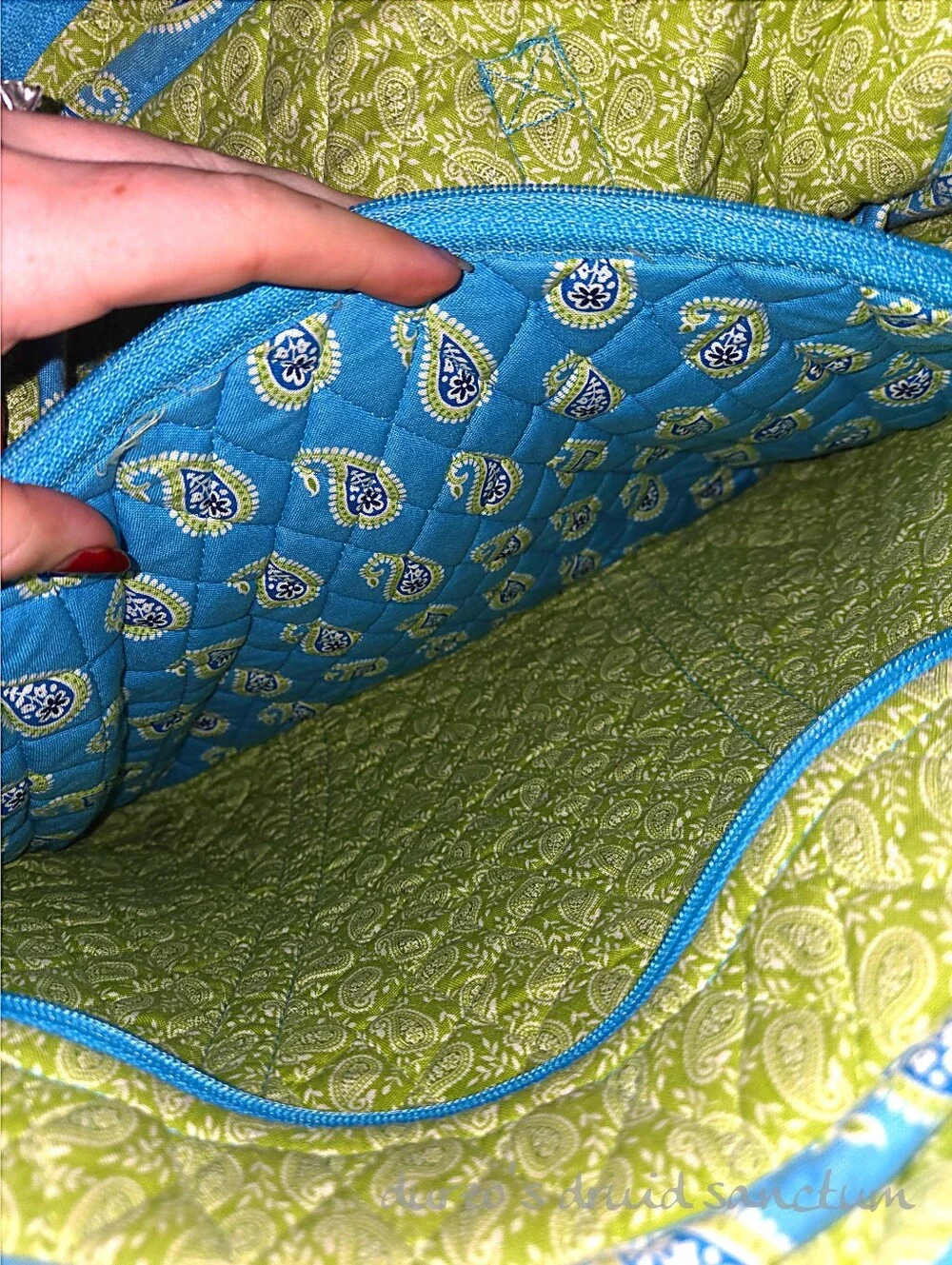 Vera Bradley Quilted Laptop Messenger Bag Blue Paisley Travel Work Tote